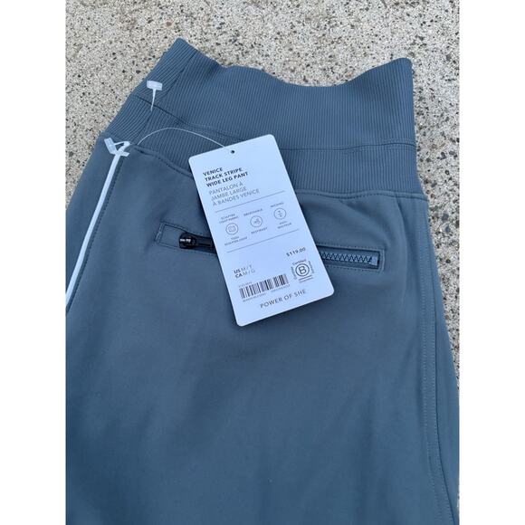 Athleta Venice Track Stripe Wide Leg Pants Medium T Green - Picture 2 of 11